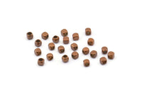 100 Copper Brass Tiny Square Cube Spacer Beads (2.5 Mm) (b0077)