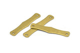 2 Holes Brass Bar, 12 Raw Brass Rectangle Stamping Blank With 2 Holes, Pendant (7.3x36x0.8mm) A0909