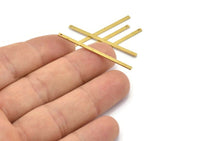 Tiny Brass Bar, 100 Raw Brass Bars With 1 Hole (40x2x0.80mm) A0862