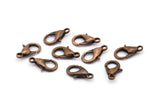 Vintage Lobster Clasp, 25 Antique Copper Lobster Claw Clasps (12x6mm) P502 ( A0401 )