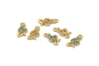 Gold Snake Charm, 4 Gold Plated Snake, Cubic Zircon, CZ Pave Snake Charm, Zircon Charm Pendants (6x12mm) SY0014