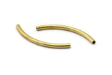 Textured Brass Tube, 20 Raw Brass Textured Curved Tubes (3x45mm) Bs 1633