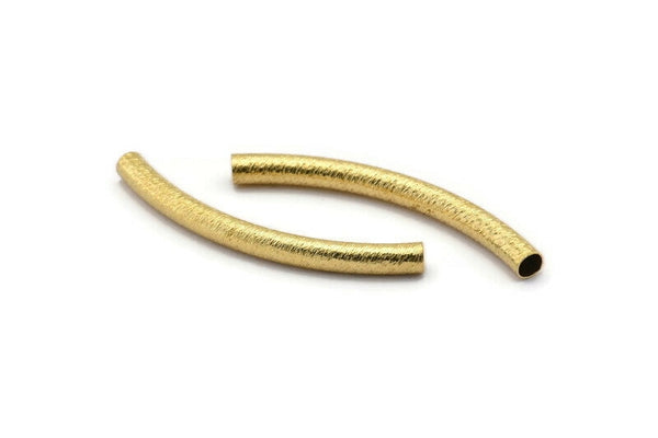 Textured Curved Tubes - 20 Raw Brass Textured Curved Tubes (4x45) Bs 1634