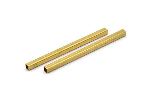 Geometric Spacer Bead, 25 Raw Brass Square Tubes (3x50mm) Bs 1613