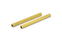 Brass Tube Bead, 25 Raw Brass Square Tubes  (3x40mm) Bs 1612