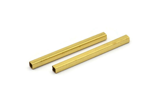 Brass Tube Bead, 25 Raw Brass Square Tubes  (3x40mm) Bs 1612