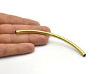 Curved Tube Beads, 10 Raw Brass Curved Tubes (5x110mm) Bs 1630