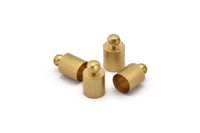 Brass Barrel End, 50 Raw Brass Barrel End With Loop - (6x10mm) Leather Cord Ends Bs-1647