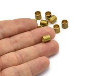 Brass Tube Beads, 24 Raw Brass Industrial Tube Findings, (7x7mm)   A0677