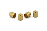Brass Barrel End, 40 Raw Brass Barrel End With Loop - Leather Cord Ends (9x13mm) Bs-1657