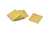 Square Textures Blank, 20 Raw Brass Square Textured Blanks (20mm) Brs 673-0 A0171