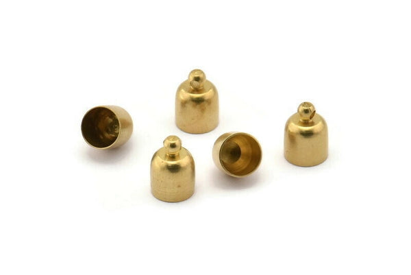 Brass End Cap, 30 Raw Brass End Cap , Cord Tip Cord End (8x11mm) Bs-1663