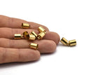 Brass Barrel End, 50 Raw Brass Barrel End With Loop - (7x11mm) Leather Cord Ends Bs-1648
