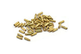 100 Raw Brass Barrel End With Loop - 2x7mm Leather Cord Ends Bs 1641