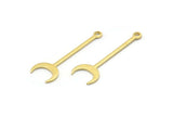 Brass Moon Charm, 24 Textured Raw Brass Crescent Charms With 1 Loop (30x9x0.80mm) M02240