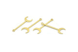 Brass Moon Charm, 24 Textured Raw Brass Crescent Charms With 1 Loop (30x9x0.80mm) M02240