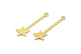 Brass Star Charm, 24 Textured Raw Brass Star Charms With 1 Loop (30x9x0.80mm) M02244