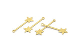 Brass Star Charm, 24 Textured Raw Brass Star Charms With 1 Loop (30x9x0.80mm) M02244