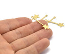 Brass Star Charm, 24 Textured Raw Brass Star Charms With 1 Loop (30x9x0.80mm) M02244