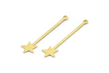 Brass Star Charm, 24 Textured Raw Brass Star Charms With 1 Loop (40x9x0.80mm) M02243