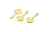 Brass Heart Charm, 24 Textured Raw Brass Spade Charms With 1 Loop (20x9x0.80mm) M02248