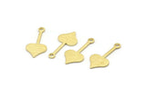 Brass Heart Charm, 24 Textured Raw Brass Spade Charms With 1 Loop (20x9x0.80mm) M02248