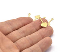 Brass Heart Charm, 24 Textured Raw Brass Spade Charms With 1 Loop (20x9x0.80mm) M02248