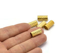 Brass Tube Beads, 12 Raw Brass Textured Tubes (8x16mm) Bs 1637
