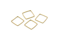 Square Choker Finding, 100 Raw Brass Square Connectors (12mm) BS 1672