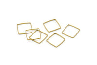 Square Choker Finding, 100 Raw Brass Square Connectors (12mm) BS 1672