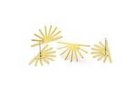 Brass Sun Earring, 10 Raw Brass Sun Stud Earrings (25x13x0.70mm) M01395 A2400