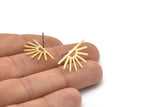Brass Sun Earring, 10 Textured Raw Brass Sun Stud Earrings (25x13x0.70mm) M01404 A2403