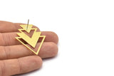 Brass Triangle Earring, 4 Raw Brass Diamond Stud Earrings (47x33x1mm) M01444 A2405