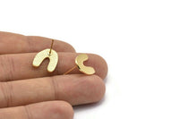Earring Studs, 4 Gold Plated Brass - Gold U Shape Earrings - Gold Earrings - Earrings (15x12.5x1mm) N1597 Q0178