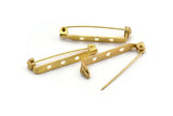 Brass Brooch Pin, 20 Raw Brass Brooch Pins Back Base Safety Pins With 3 Holes (31mm) A0491