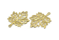 Pirinç Çınar Kolye, 2 Ham Pirinç Yaprak Tılsımı (44x33mm) N0428