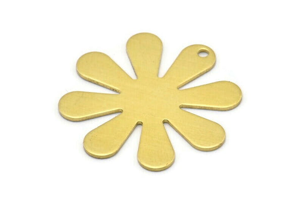 10  Raw Brass Flower Stamping Blank , Charms (28x0.80mm) N0682