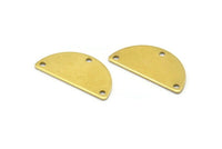 Brass Circle Blank, 24 Raw Brass Semi Circle Blanks With 3 Holes (25x12.5x0.80) A0882