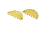 Brass Circle Blank, 24 Raw Brass Semi Circle Blanks With 3 Holes (25x12.5x0.80) A0882