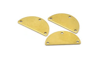 Brass Circle Blank, 24 Raw Brass Semi Circle Blanks With 3 Holes (25x12.5x0.80) A0882