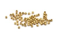 Cube Spacer Beads - 200 Raw Brass Tiny Square Cube Spacer Beads (2.5mm)  B0070
