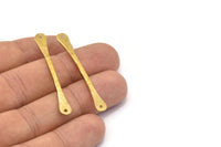 Brass Hammered Connector, 6 Raw Brass Hammered Connectors With 2 Holes (48.5x6x2.1mm) D0050