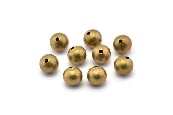 10mm Ball Beads, 24 Raw Brass Beads (10mm) D0045