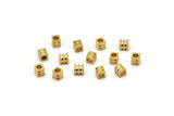 Channel Spacer Bead, 100 Raw Brass Spacer Beads, Spacer Connectors, Cube Beads With Channel (3.4x3mm) D0131
