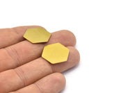 Brass Hexagon Tag, 12 Raw Brass Hexagon Stamping Blanks Without Holes  (20x0.80mm)  D0093