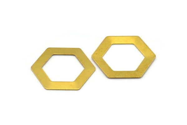 Honeycomb Brass Charm, 12 Raw Brass Hexagon Blanks (30x0.80mm) D0151