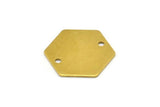 12 Raw Brass Hexagon Stamping Blank Tag Charms With 2 Holes (20x0.80mm) D0092
