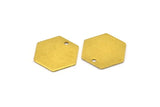 Brass Hexagon Charm, 12 Raw Brass Hexagon Charms With 1 Hole (20x0.80mm) D0095