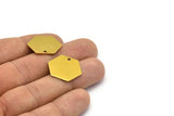 Brass Hexagon Charm, 12 Raw Brass Hexagon Charms With 1 Hole (20x0.80mm) D0095