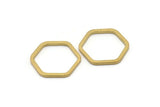 Brass Hexagon Ring, 12 Raw Brass Hexagon Pendant Connector Rings (25x2x2mm) D0136